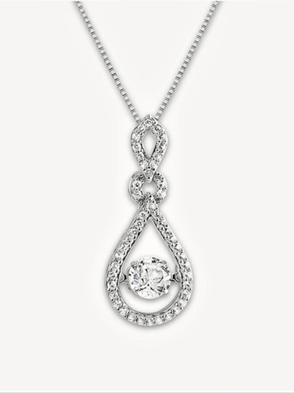 Unstoppable Love White Lab-Created Sapphire Teardrop Frame Necklace - BRAND NEW